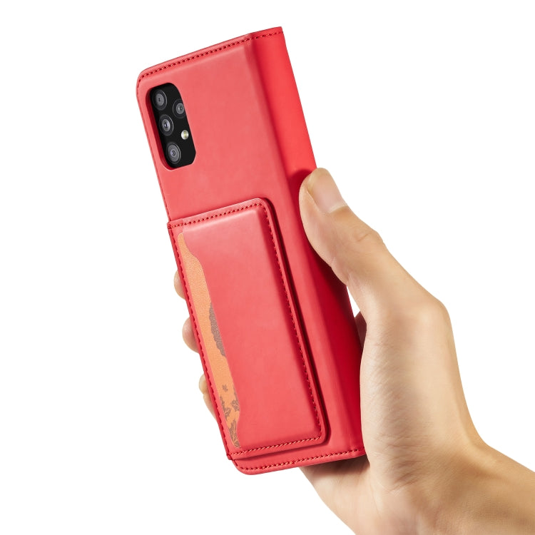 For Samsung Galaxy A72 5G / 4G Strong Magnetism Liquid Feel Horizontal Flip Leather Case with Holder & Card Slots & Wallet
