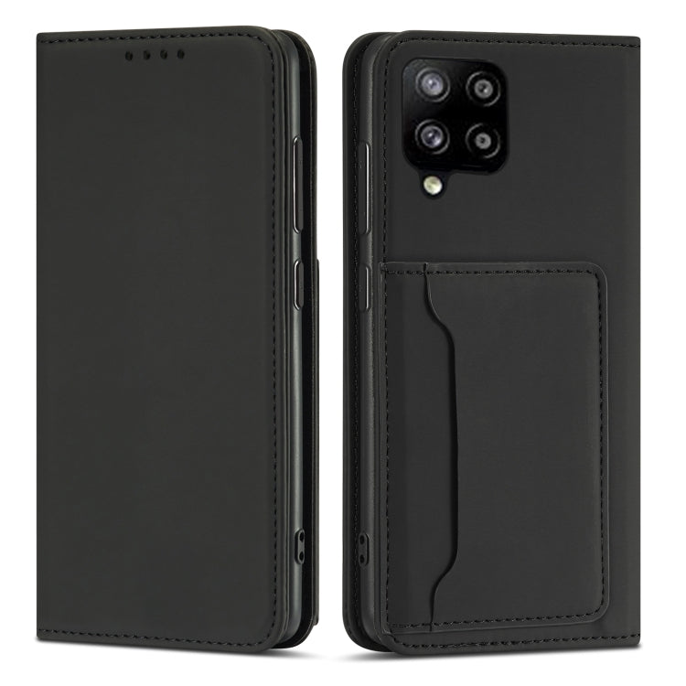 For Samsung Galaxy A12 5G Strong Magnetism Liquid Feel Horizontal Flip Leather Case with Holder & Card Slots & Wallet