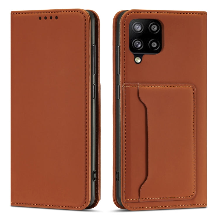 For Samsung Galaxy A12 5G Strong Magnetism Liquid Feel Horizontal Flip Leather Case with Holder & Card Slots & Wallet