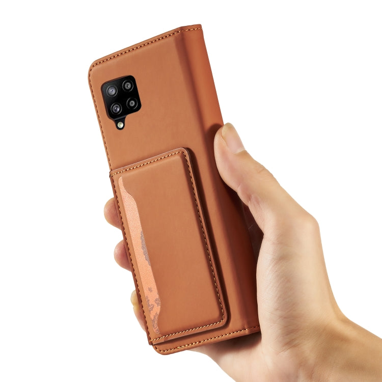 For Samsung Galaxy A12 5G Strong Magnetism Liquid Feel Horizontal Flip Leather Case with Holder & Card Slots & Wallet