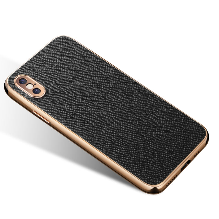 For iPhone X / XS Cowhide Palm Print Shockproof Precise Hole Protective Case