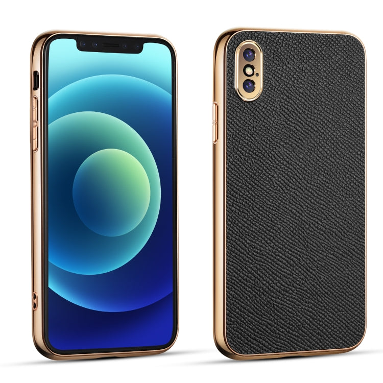 For iPhone X / XS Cowhide Palm Print Shockproof Precise Hole Protective Case