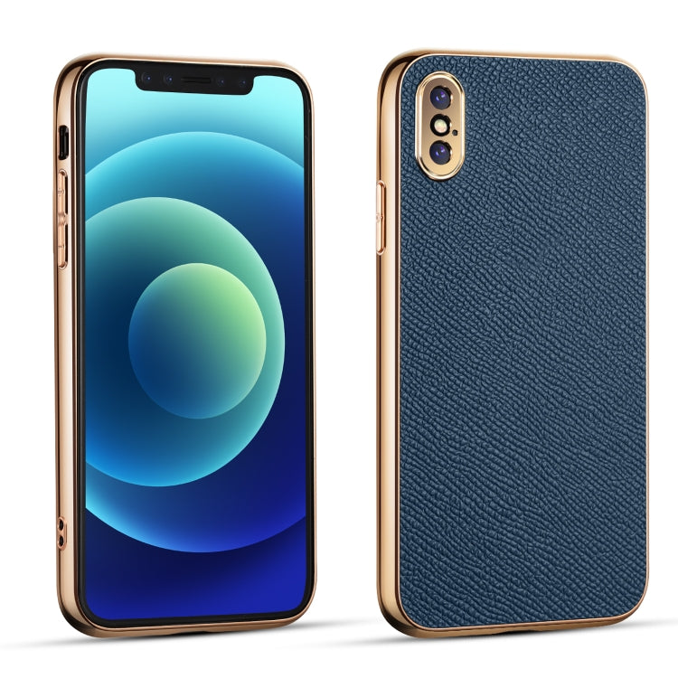 For iPhone X / XS Cowhide Palm Print Shockproof Precise Hole Protective Case