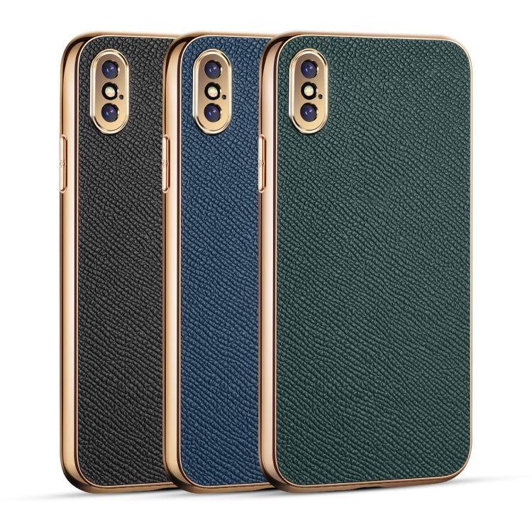 For iPhone X / XS Cowhide Palm Print Shockproof Precise Hole Protective Case