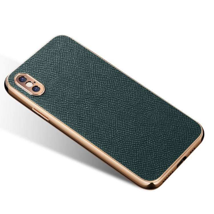 For iPhone X / XS Cowhide Palm Print Shockproof Precise Hole Protective Case