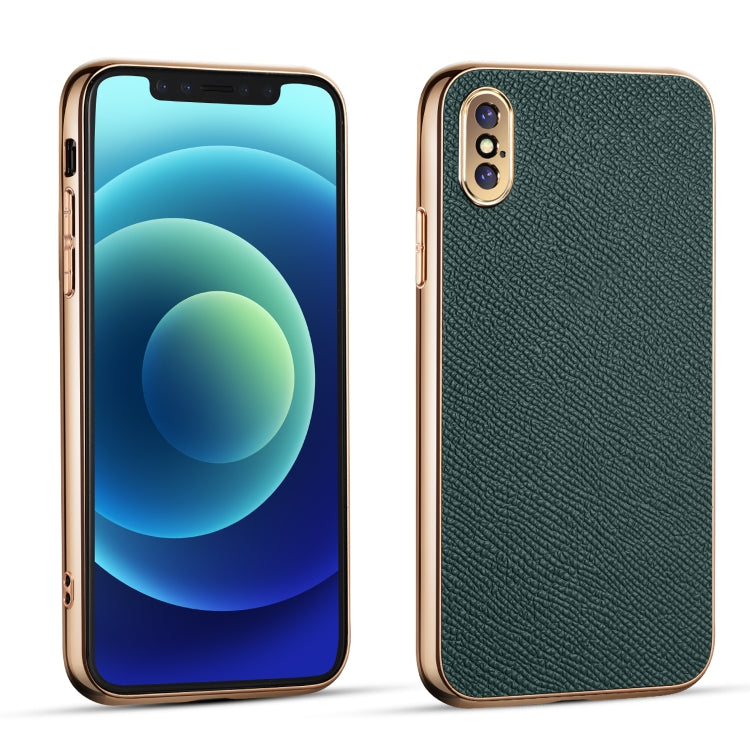 For iPhone X / XS Cowhide Palm Print Shockproof Precise Hole Protective Case