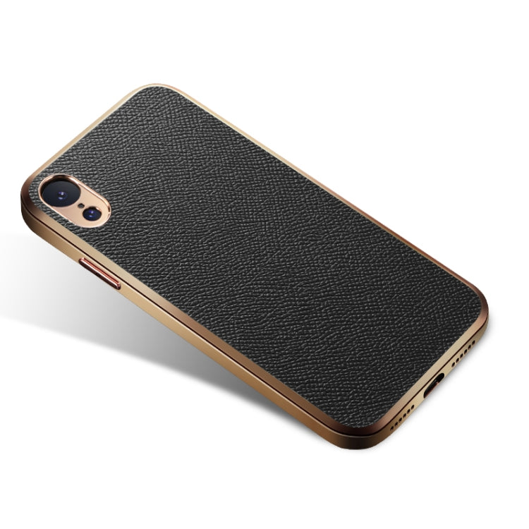 For iPhone XR Cowhide Palm Print Shockproof Precise Hole Protective Case
