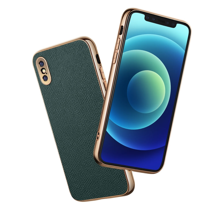 For iPhone XR Cowhide Palm Print Shockproof Precise Hole Protective Case