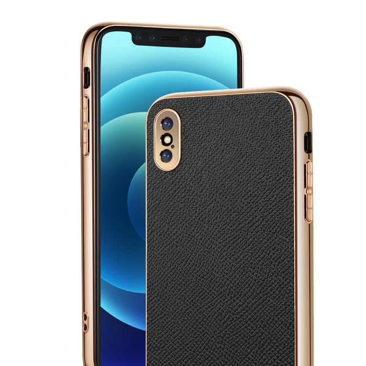 For iPhone XR Cowhide Palm Print Shockproof Precise Hole Protective Case