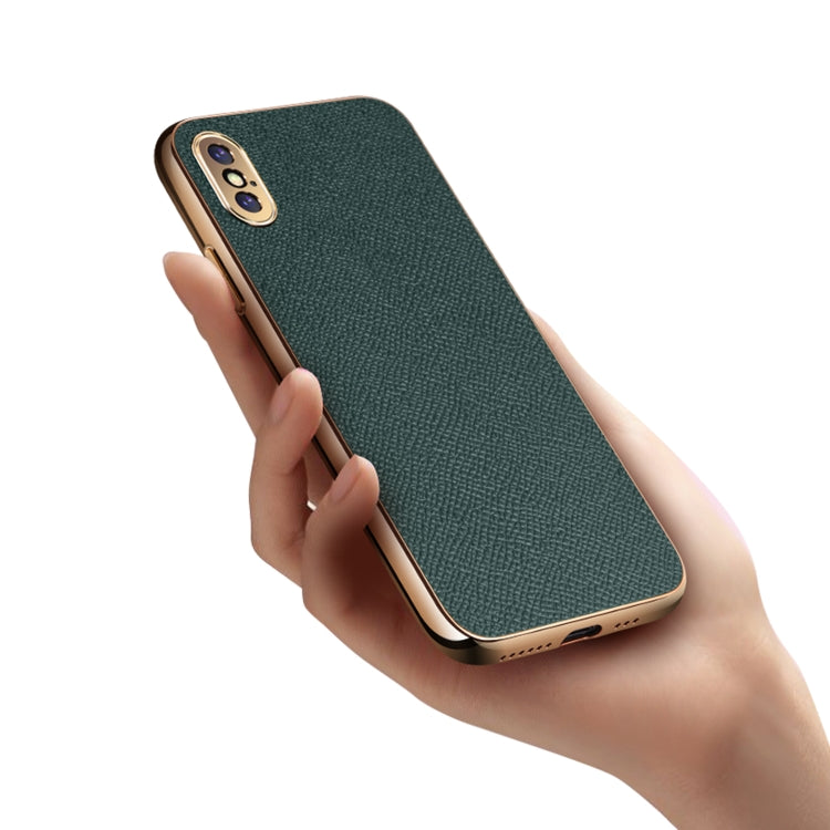 For iPhone XR Cowhide Palm Print Shockproof Precise Hole Protective Case