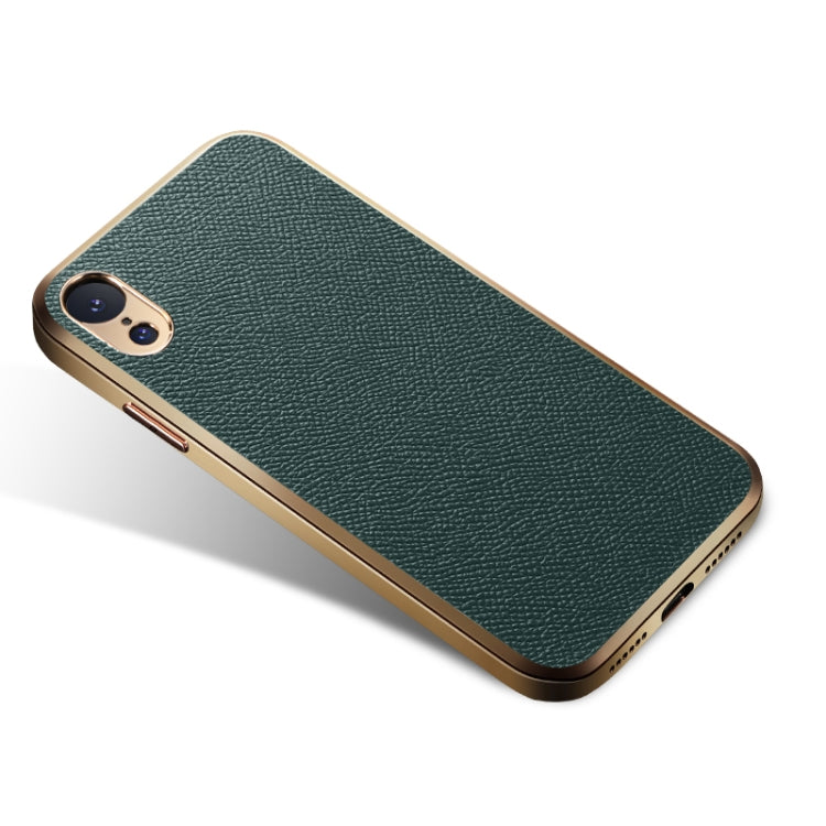 For iPhone XR Cowhide Palm Print Shockproof Precise Hole Protective Case