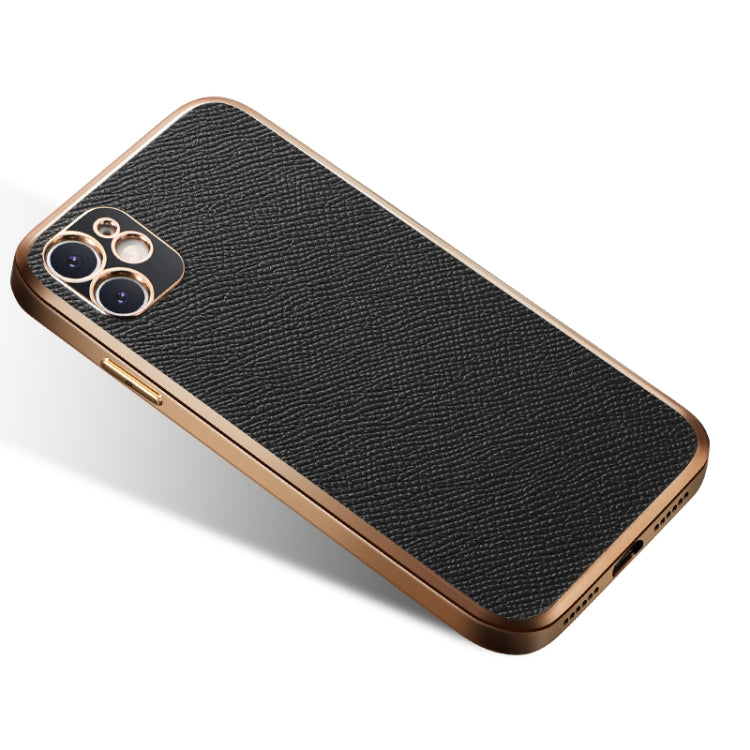 For iPhone 11 Cowhide Palm Print Shockproof Precise Hole Protective Case