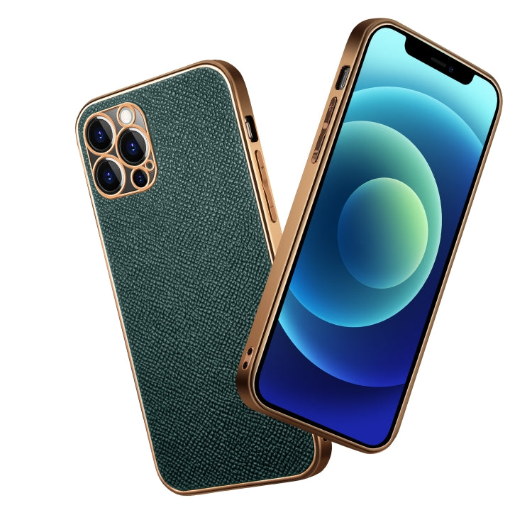 For iPhone 11 Cowhide Palm Print Shockproof Precise Hole Protective Case