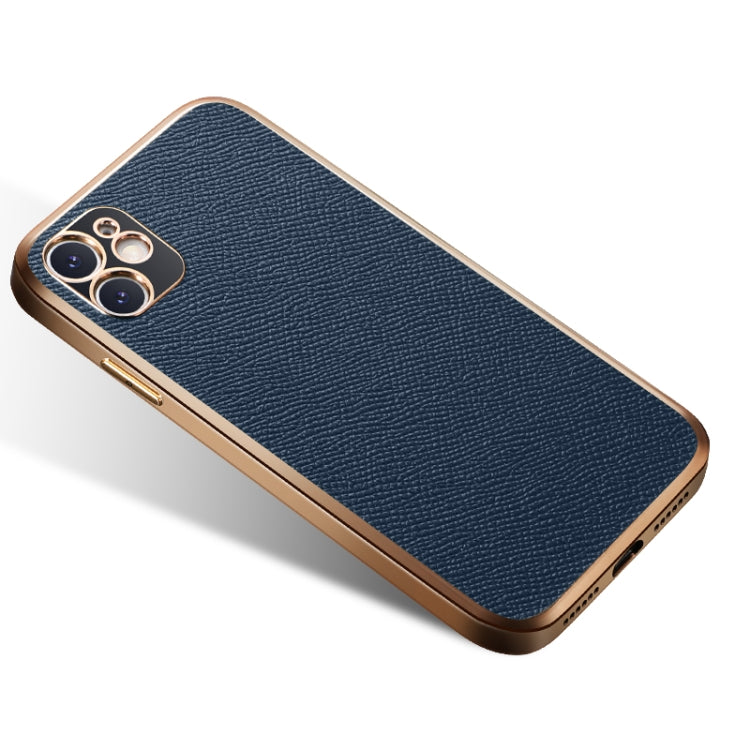 For iPhone 11 Cowhide Palm Print Shockproof Precise Hole Protective Case