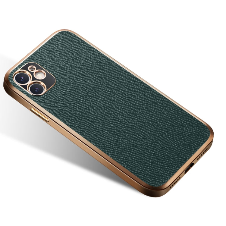 For iPhone 11 Cowhide Palm Print Shockproof Precise Hole Protective Case
