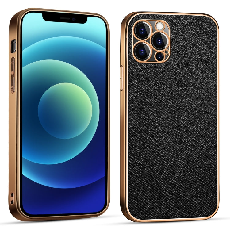 For iPhone 11 Pro Max Cowhide Palm Print Shockproof Precise Hole Protective Case