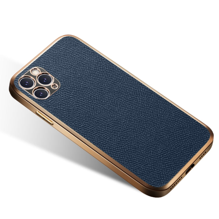 For iPhone 11 Pro Max Cowhide Palm Print Shockproof Precise Hole Protective Case