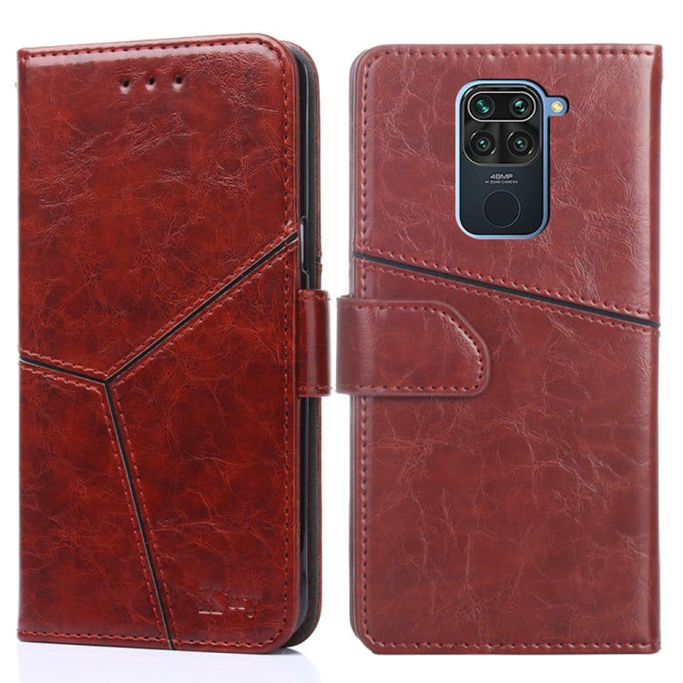 For Xiaomi Redmi Note 9 Geometric Stitching Horizontal Flip TPU + PU Leather Case with Holder & Card Slots & Wallet