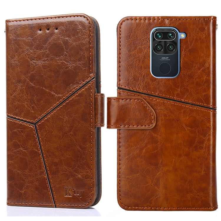 For Xiaomi Redmi Note 9 Geometric Stitching Horizontal Flip TPU + PU Leather Case with Holder & Card Slots & Wallet