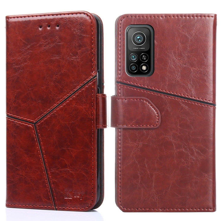 For Xiaomi Mi 10T / 10T Pro Geometric Stitching Horizontal Flip TPU + PU Leather Case with Holder & Card Slots & Wallet