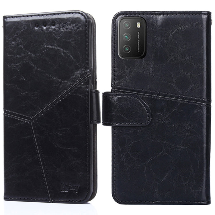 For Xiaomi Poco M3 Geometric Stitching Horizontal Flip TPU + PU Leather Case with Holder & Card Slots & Wallet