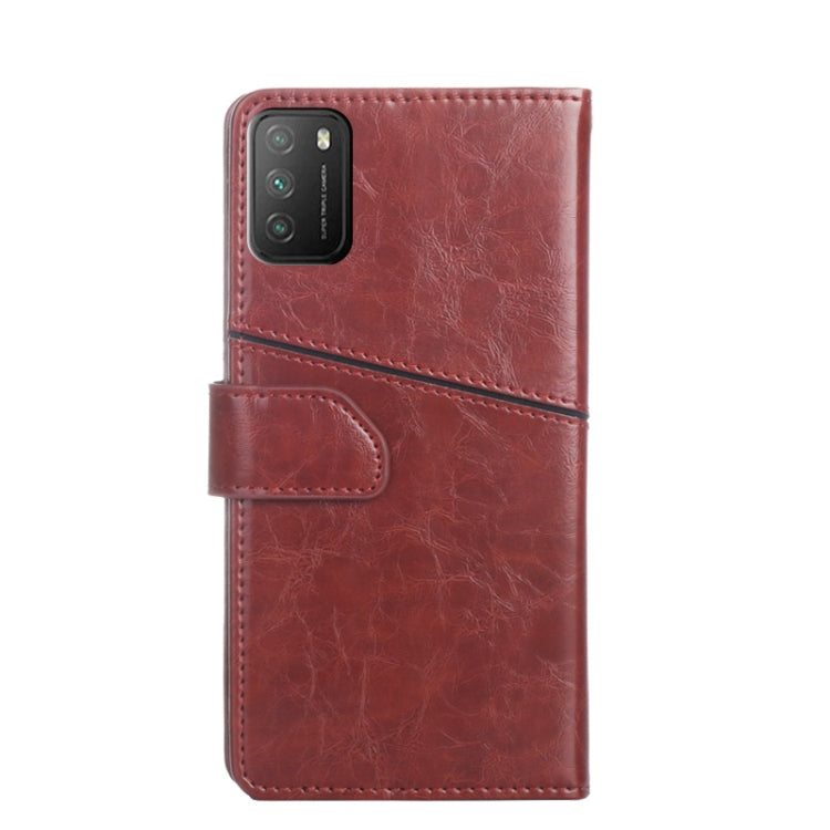 For Xiaomi Poco M3 Geometric Stitching Horizontal Flip TPU + PU Leather Case with Holder & Card Slots & Wallet