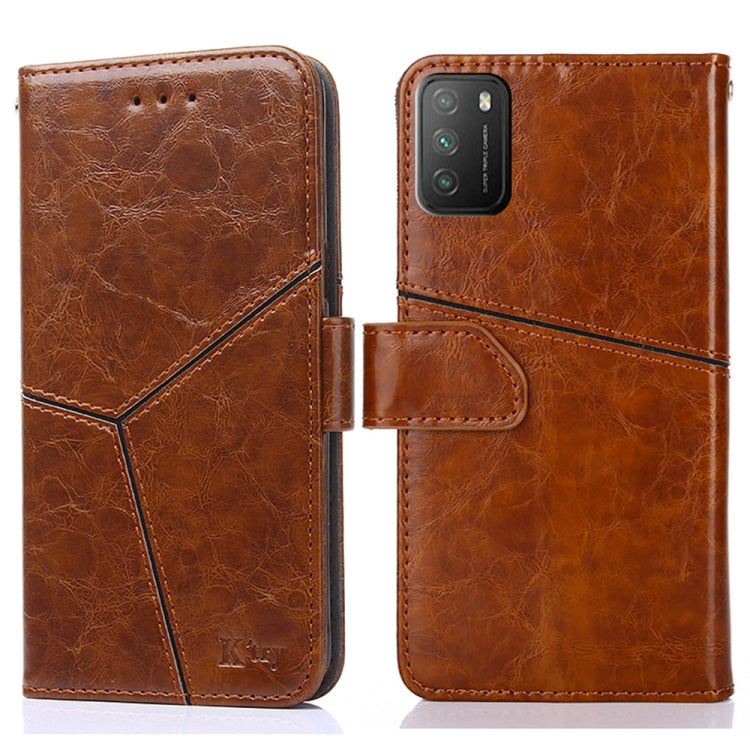 For Xiaomi Poco M3 Geometric Stitching Horizontal Flip TPU + PU Leather Case with Holder & Card Slots & Wallet