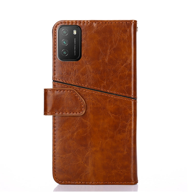 For Xiaomi Poco M3 Geometric Stitching Horizontal Flip TPU + PU Leather Case with Holder & Card Slots & Wallet