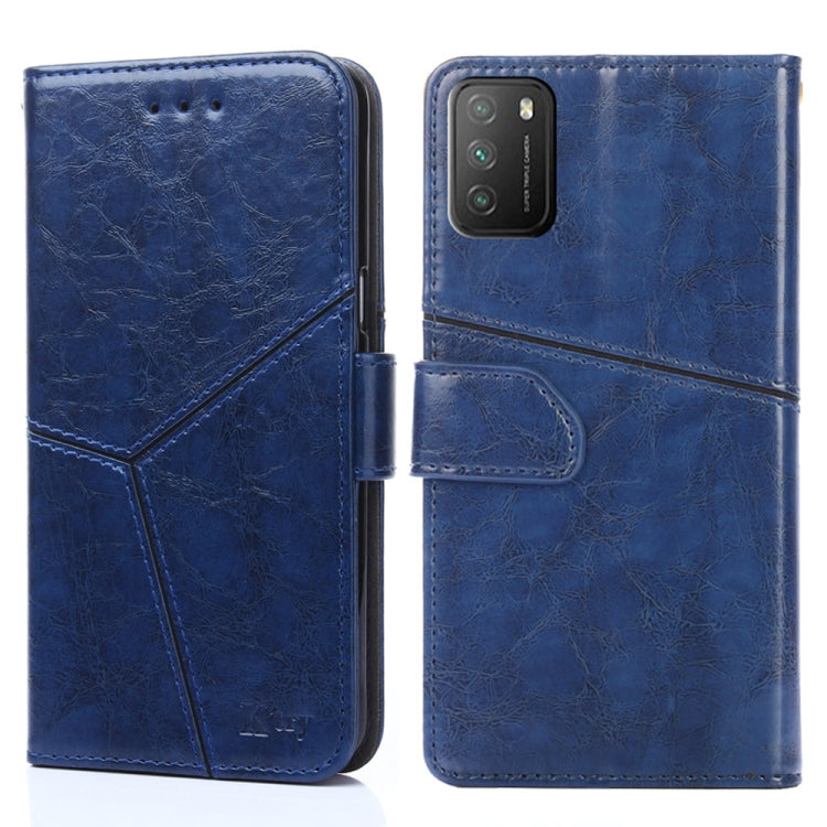 For Xiaomi Poco M3 Geometric Stitching Horizontal Flip TPU + PU Leather Case with Holder & Card Slots & Wallet