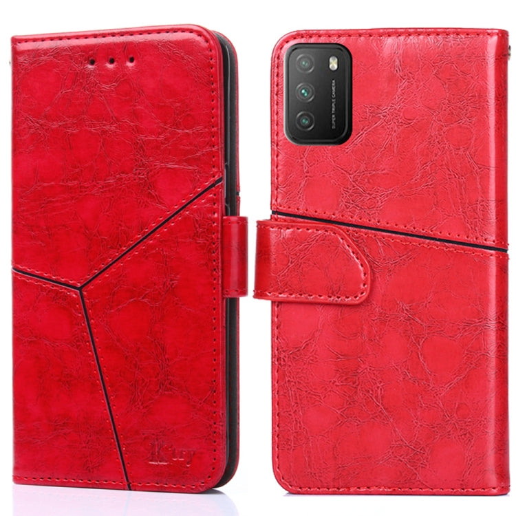 For Xiaomi Poco M3 Geometric Stitching Horizontal Flip TPU + PU Leather Case with Holder & Card Slots & Wallet