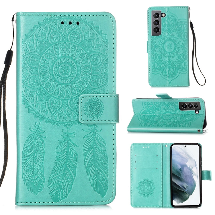 For Samsung Galaxy S21 5G Dream Catcher Printing Horizontal Flip Leather Case with Holder & Card Slots & Wallet & Lanyard