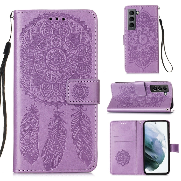 For Samsung Galaxy S21 5G Dream Catcher Printing Horizontal Flip Leather Case with Holder & Card Slots & Wallet & Lanyard