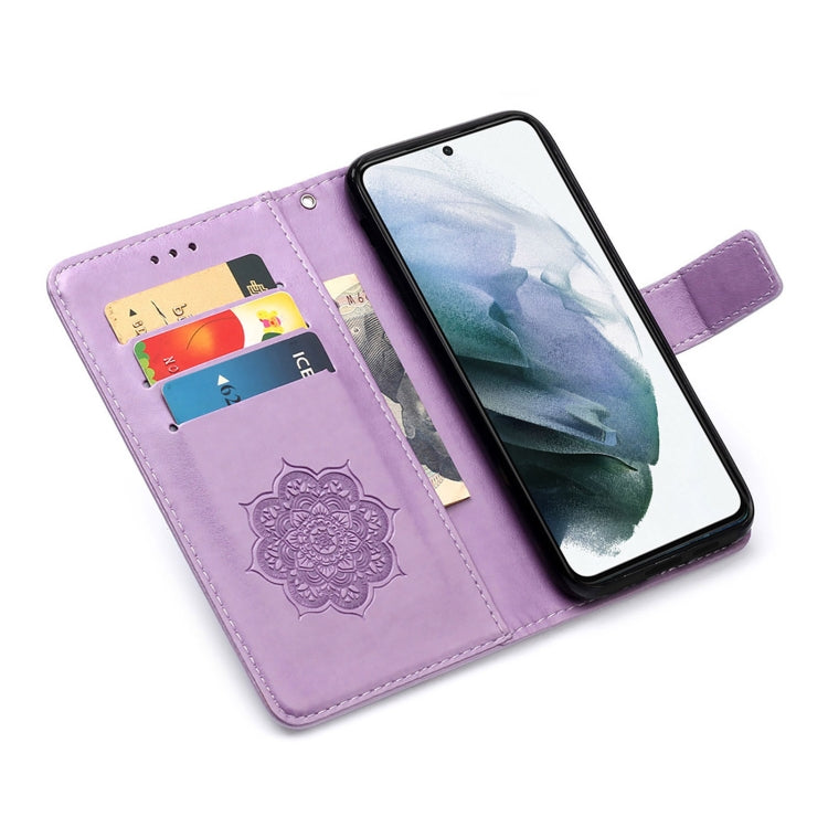 For Samsung Galaxy S21 5G Dream Catcher Printing Horizontal Flip Leather Case with Holder & Card Slots & Wallet & Lanyard