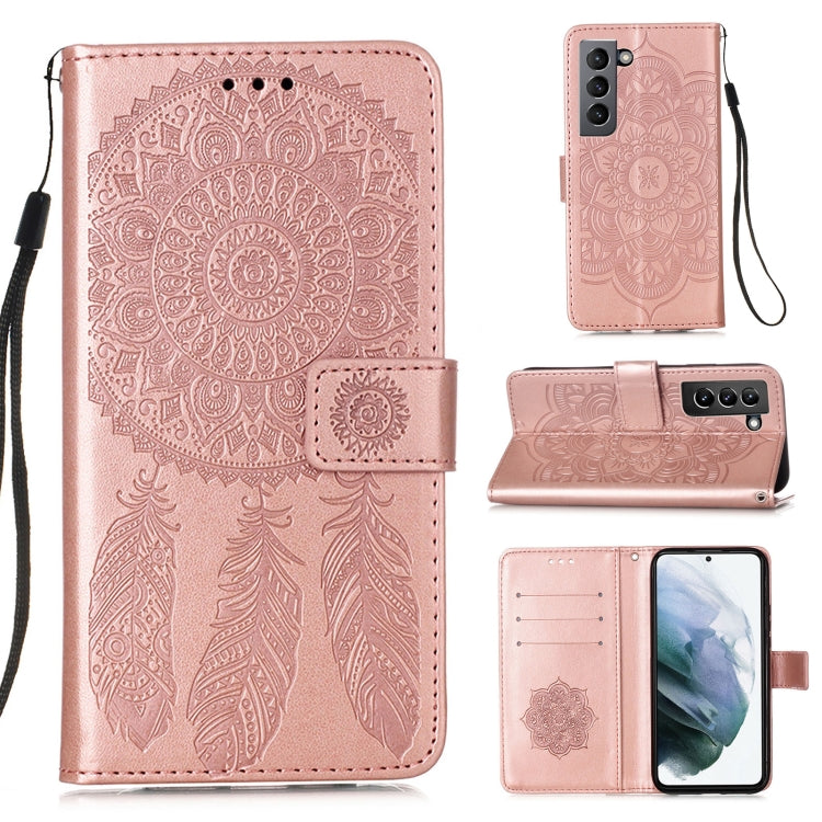 For Samsung Galaxy S21 5G Dream Catcher Printing Horizontal Flip Leather Case with Holder & Card Slots & Wallet & Lanyard