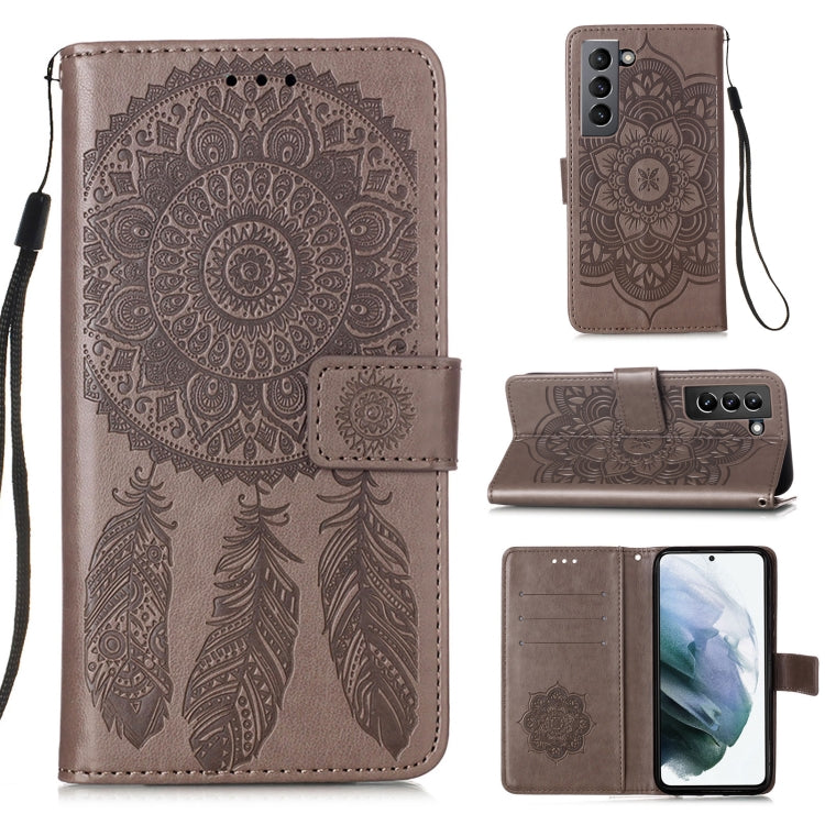 For Samsung Galaxy S21 5G Dream Catcher Printing Horizontal Flip Leather Case with Holder & Card Slots & Wallet & Lanyard