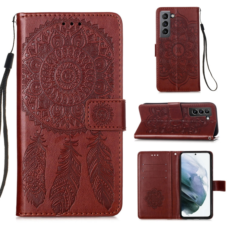 For Samsung Galaxy S21 5G Dream Catcher Printing Horizontal Flip Leather Case with Holder & Card Slots & Wallet & Lanyard