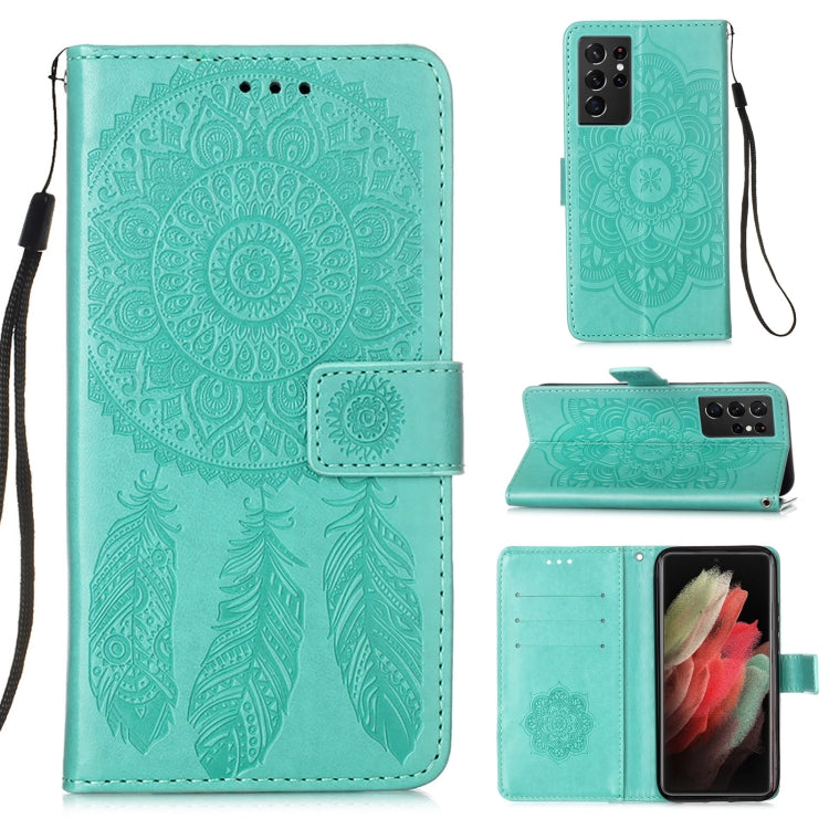 For Samsung Galaxy S21 Ultra 5G Dream Catcher Printing Horizontal Flip Leather Case with Holder & Card Slots & Wallet & Lanyard