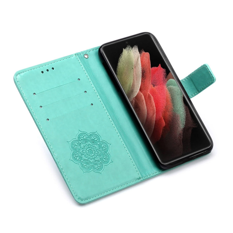 For Samsung Galaxy S21 Ultra 5G Dream Catcher Printing Horizontal Flip Leather Case with Holder & Card Slots & Wallet & Lanyard