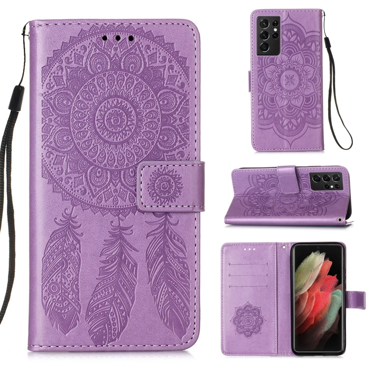 For Samsung Galaxy S21 Ultra 5G Dream Catcher Printing Horizontal Flip Leather Case with Holder & Card Slots & Wallet & Lanyard