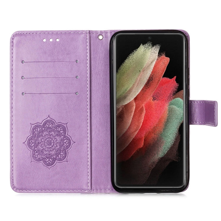 For Samsung Galaxy S21 Ultra 5G Dream Catcher Printing Horizontal Flip Leather Case with Holder & Card Slots & Wallet & Lanyard