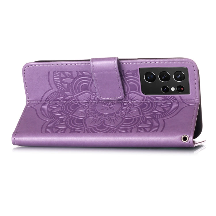 For Samsung Galaxy S21 Ultra 5G Dream Catcher Printing Horizontal Flip Leather Case with Holder & Card Slots & Wallet & Lanyard