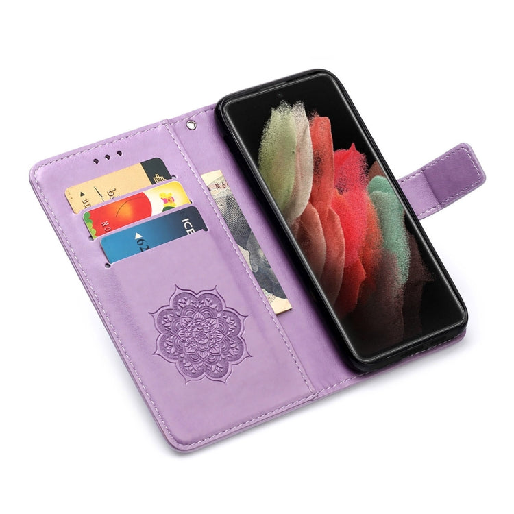 For Samsung Galaxy S21 Ultra 5G Dream Catcher Printing Horizontal Flip Leather Case with Holder & Card Slots & Wallet & Lanyard