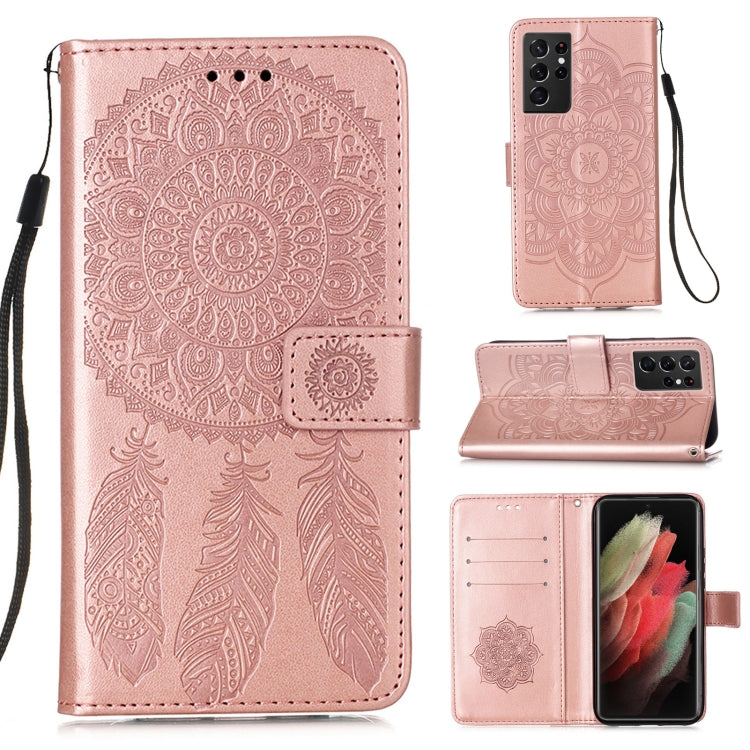 For Samsung Galaxy S21 Ultra 5G Dream Catcher Printing Horizontal Flip Leather Case with Holder & Card Slots & Wallet & Lanyard