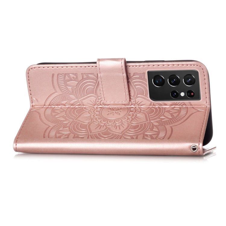 For Samsung Galaxy S21 Ultra 5G Dream Catcher Printing Horizontal Flip Leather Case with Holder & Card Slots & Wallet & Lanyard