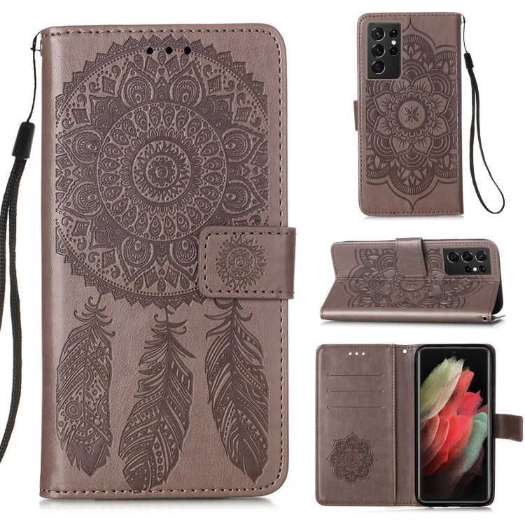 For Samsung Galaxy S21 Ultra 5G Dream Catcher Printing Horizontal Flip Leather Case with Holder & Card Slots & Wallet & Lanyard
