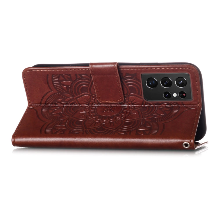 For Samsung Galaxy S21 Ultra 5G Dream Catcher Printing Horizontal Flip Leather Case with Holder & Card Slots & Wallet & Lanyard