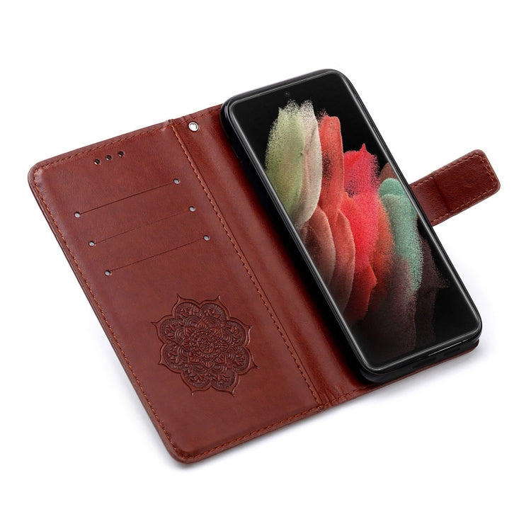 For Samsung Galaxy S21 Ultra 5G Dream Catcher Printing Horizontal Flip Leather Case with Holder & Card Slots & Wallet & Lanyard