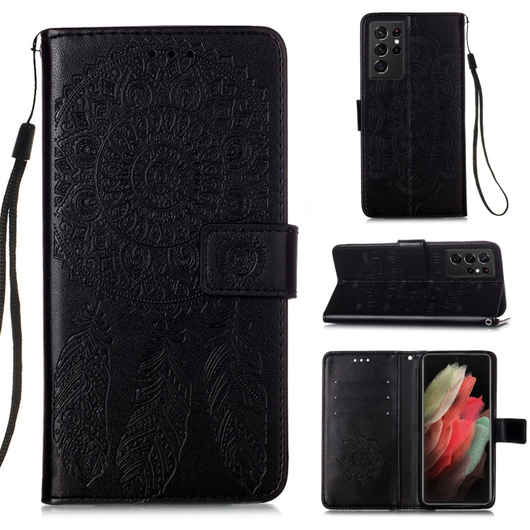 For Samsung Galaxy S21 Ultra 5G Dream Catcher Printing Horizontal Flip Leather Case with Holder & Card Slots & Wallet & Lanyard