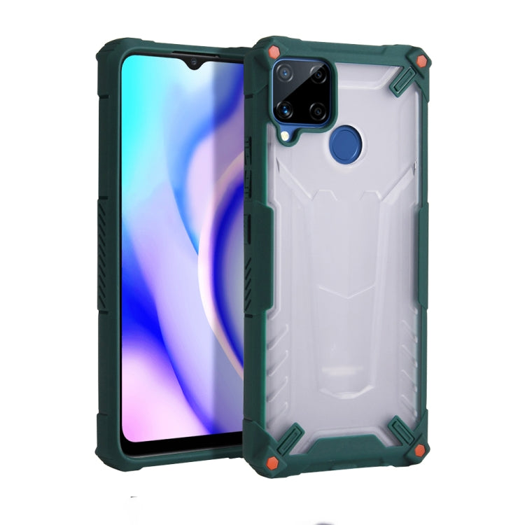 For OPPO Realme C12 / C15 Four-corner Airbag Shockproof TPU + Semi Transparent PC Case