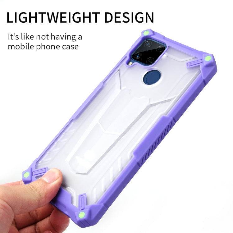 For OPPO Realme C12 / C15 Four-corner Airbag Shockproof TPU + Semi Transparent PC Case